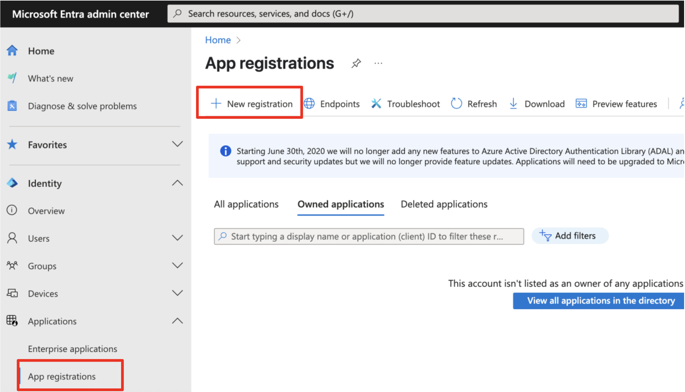 New Application Registration