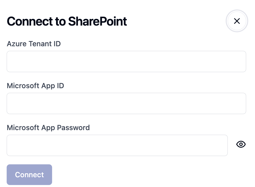 SharePoint Connection Form