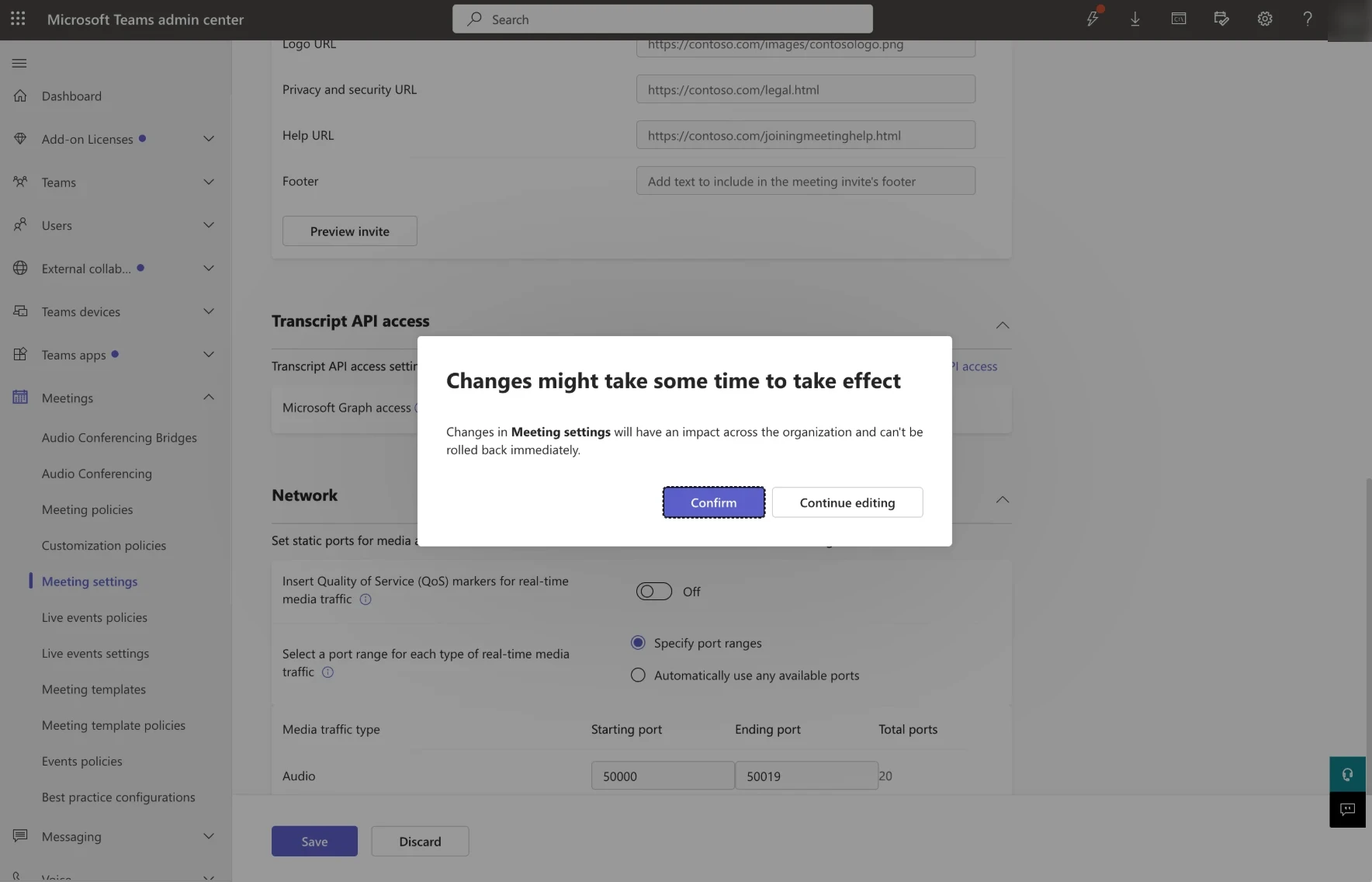 Confirm changes