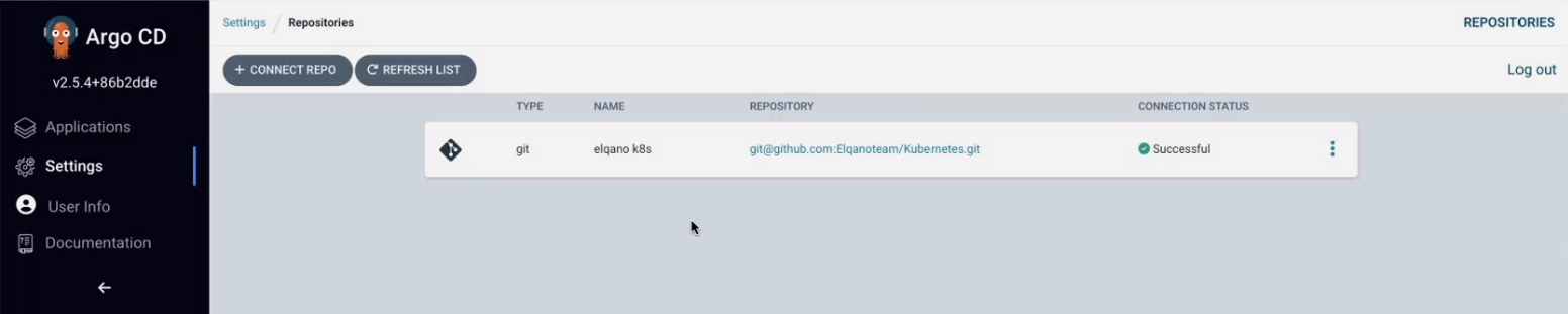 Argo CD repositories successful connection