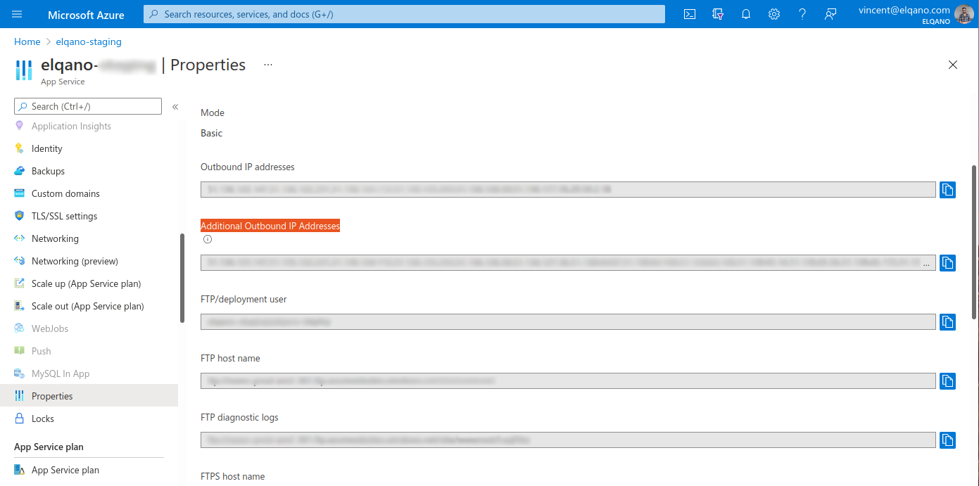 Azure App Service Outbound IP