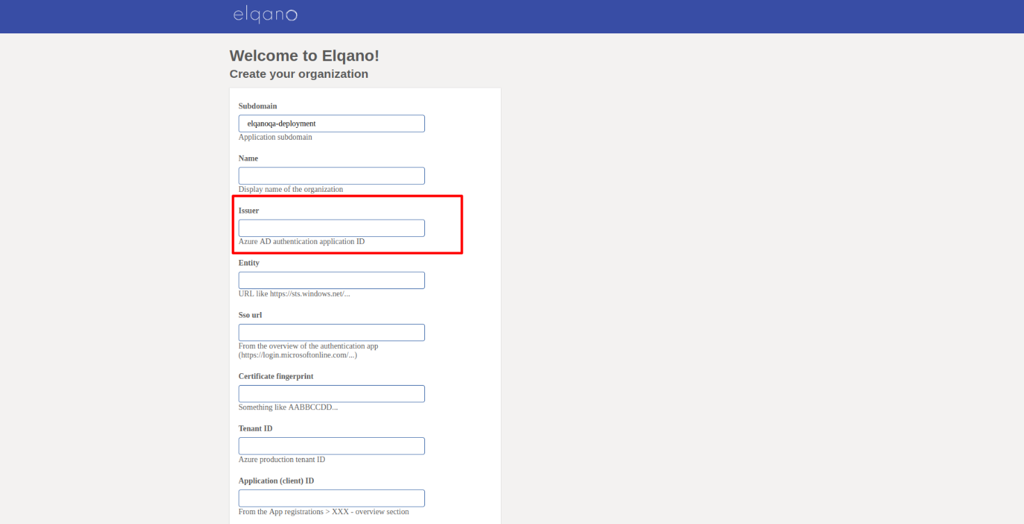 Create Organization Issuer